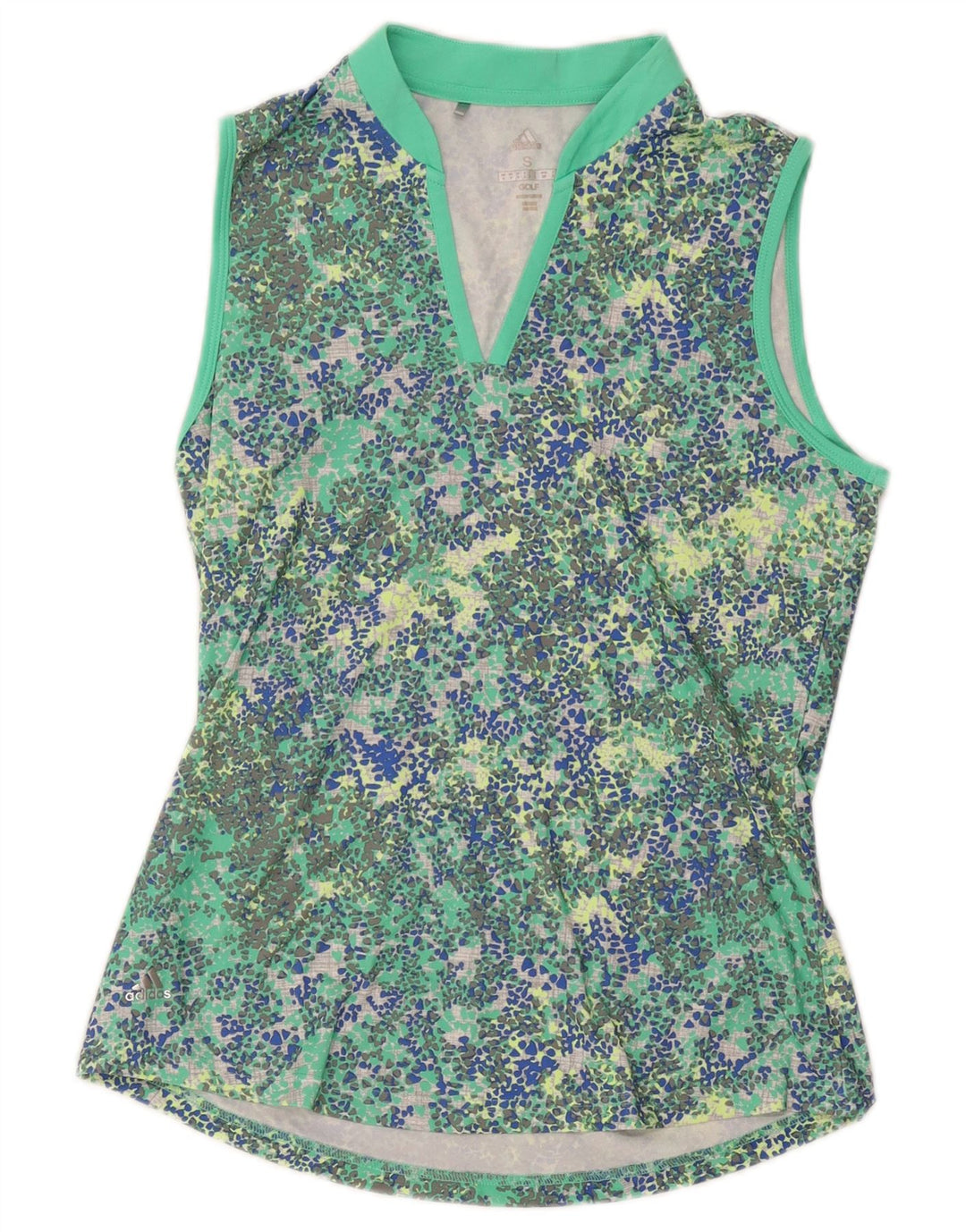 Adidas Dame Golf Vest Top UK 10 Lille Grøn Plettet Polyester