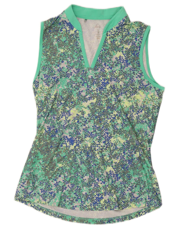 Adidas Dame Golf Vest Top UK 10 Lille Grøn Plettet Polyester