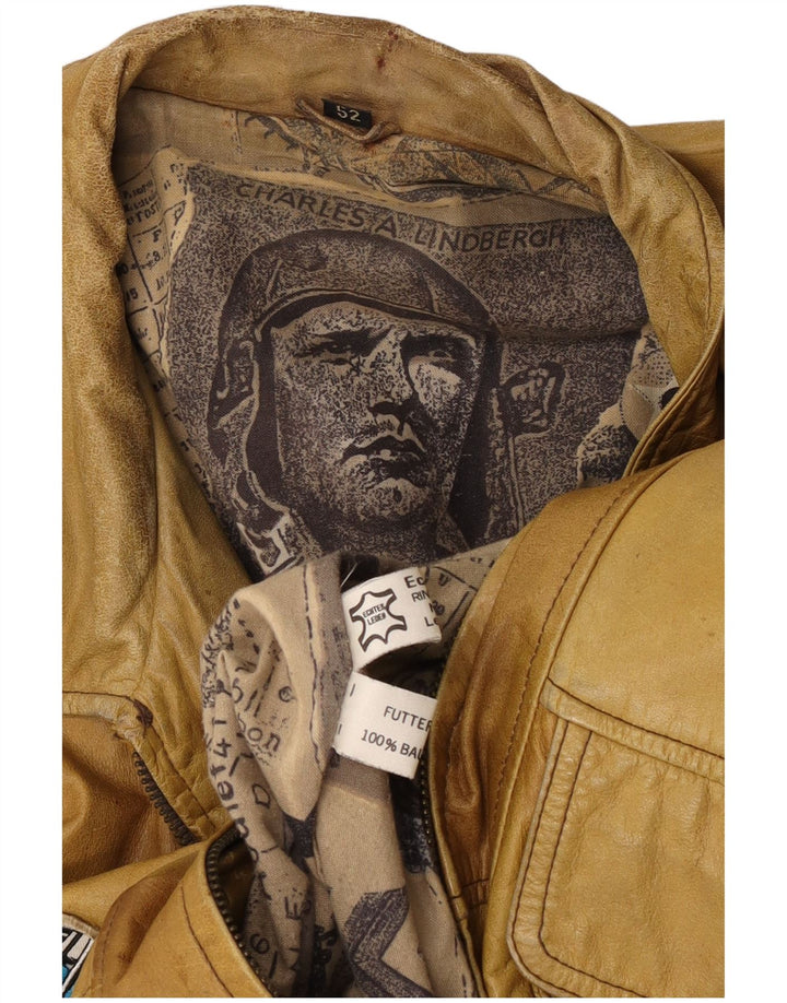 Charles A Lindbergh Herre Flight Aviator Jacket EU 52 XL Beige