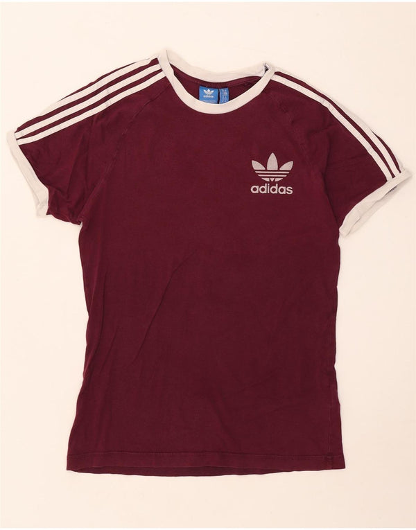 Adidas Herre T-Shirt Top Medium Bourgogne Bomuld