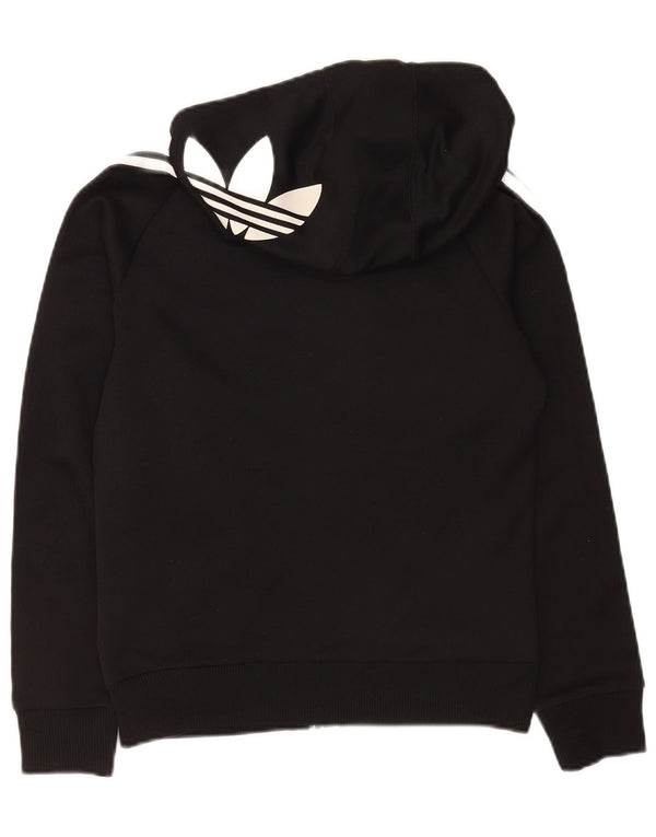 Adidas Dame Grafisk Hættetrøje Sweater UK 12 Medium Sort Polyester