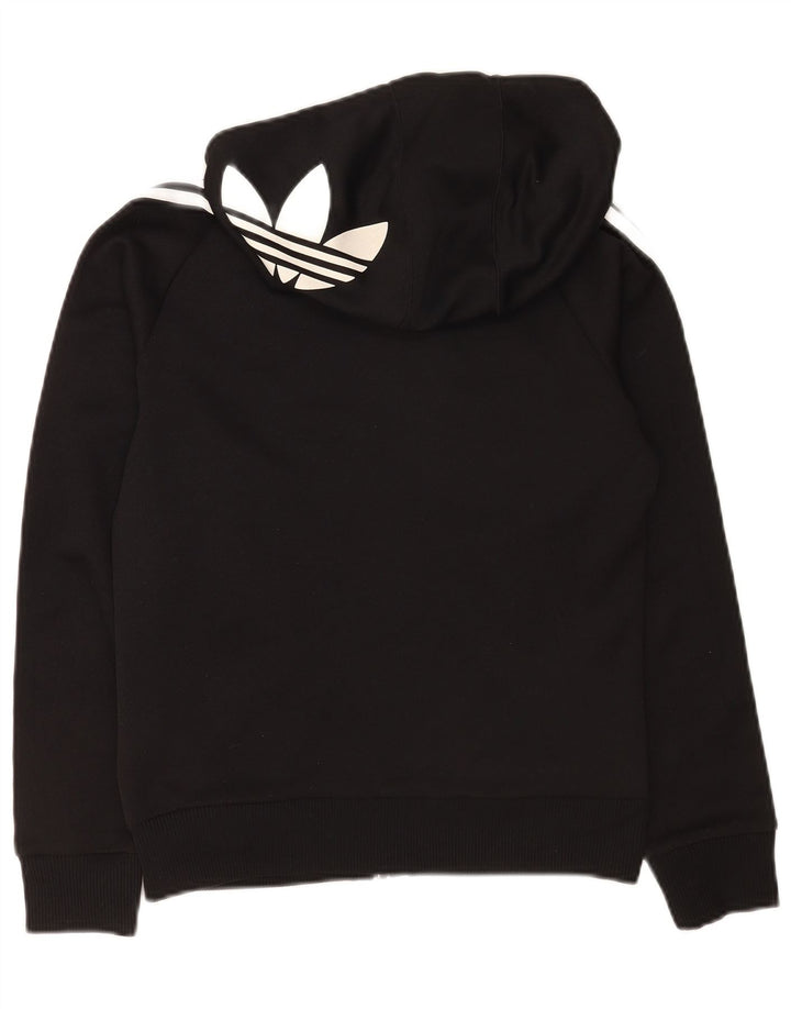 Adidas Dame Grafisk Hættetrøje Sweater UK 12 Medium Sort Polyester
