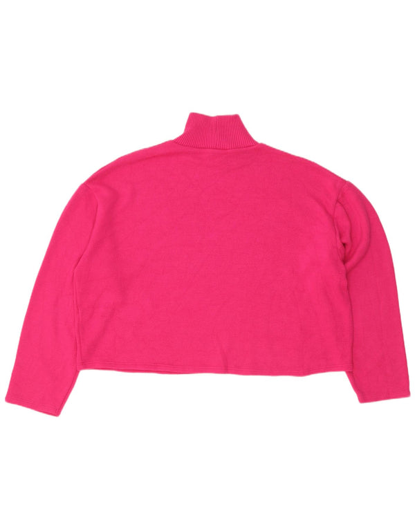 Zara Womens Loose Fit Crop Turtle Neck Jumper Sweater UK 16 Large Pink