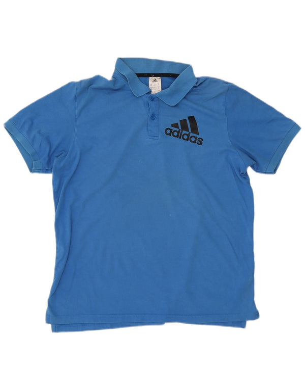 Adidas grafisk poloshirt til mænd XL blå bomuld