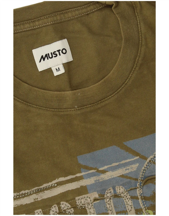 Musto Herre grafisk T-shirt Top Medium Khaki Bomuld
