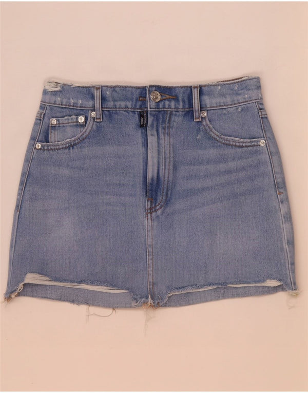 Zara Dame Mini Denim Nederdel XS W24 Blå