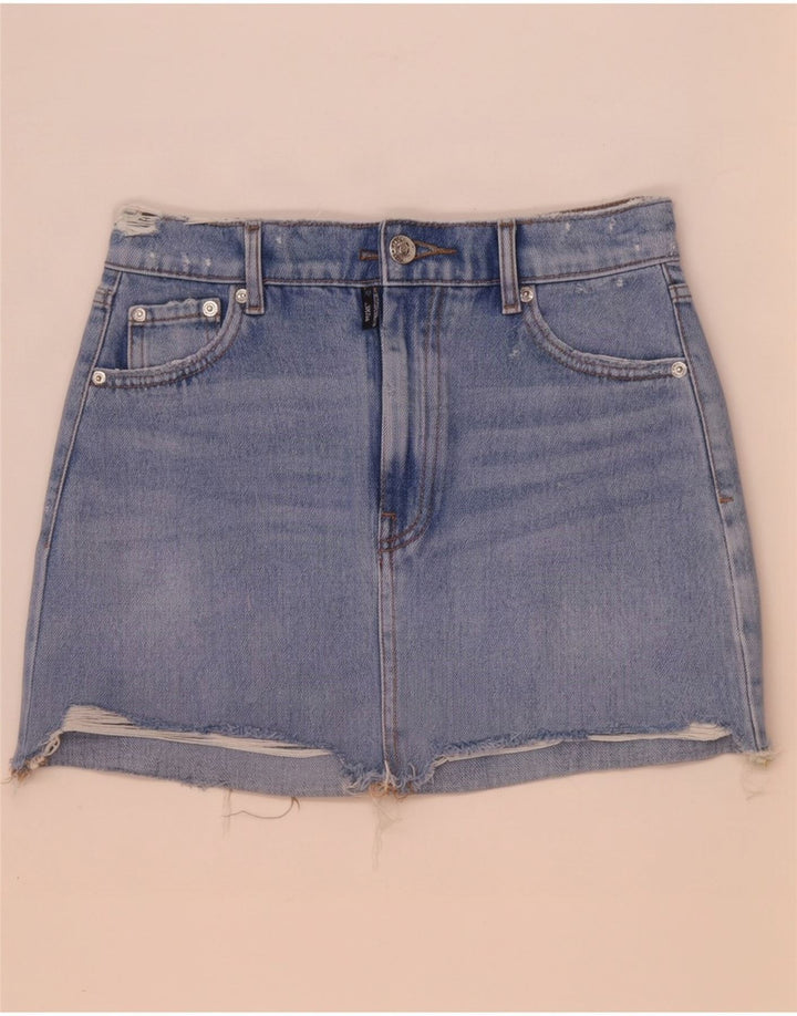 Zara Dame Mini Denim Nederdel XS W24 Blå
