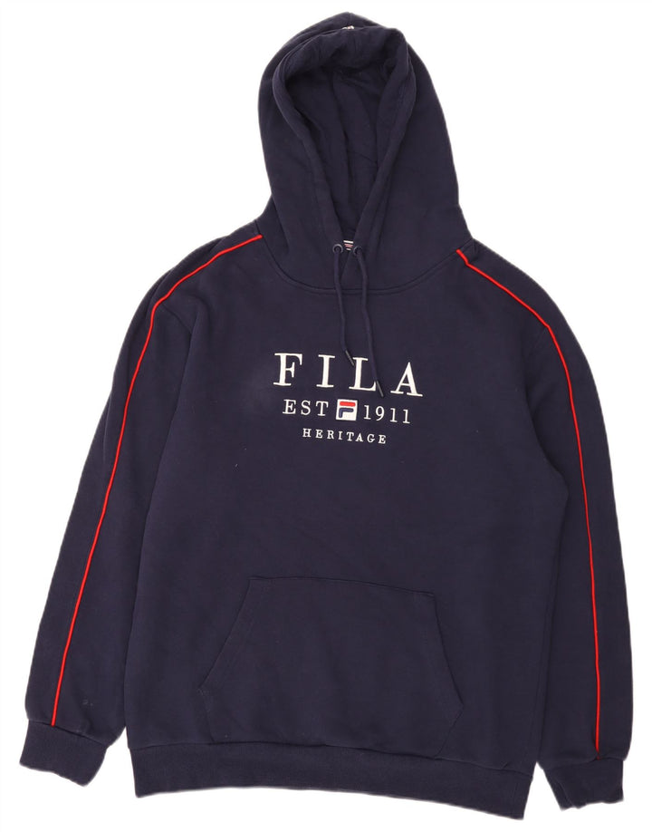 Fila Heritage Graphic Hoodie Jumper Medium Marineblå Bomuld