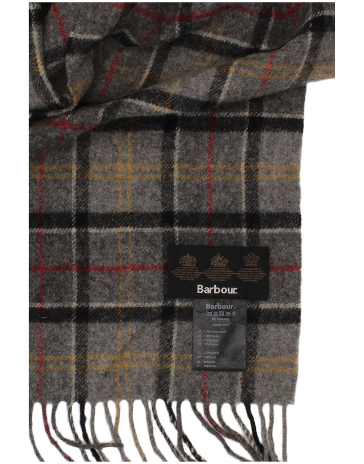 Barbour herre rektangel tørklæde One Size grå plaid lammeuld Classic