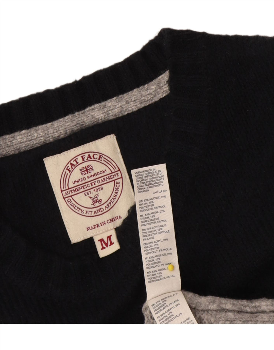 Fedt ansigt Herre rund hals sweater mellem sort Colourblock Akryl