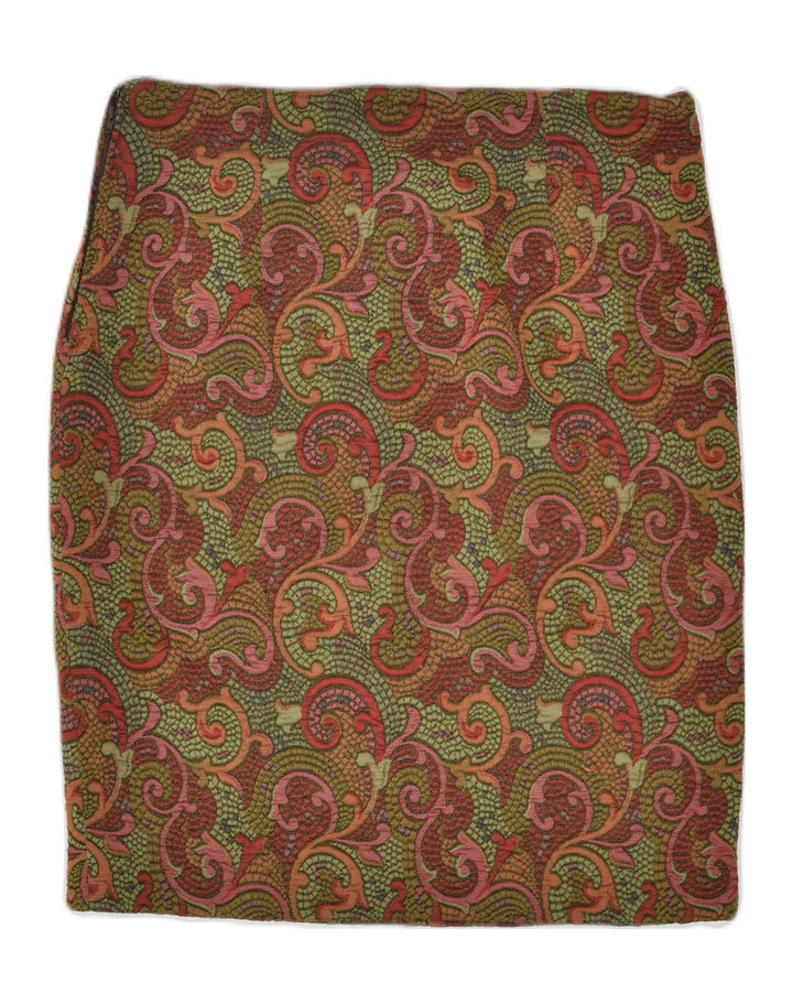 VINTAGE Womens Pencil Skirt W32 Large  Brown Paisley Polyester | Vintage Vintage | Thrift | Second-Hand Vintage | Used Clothing | Messina Hembry 