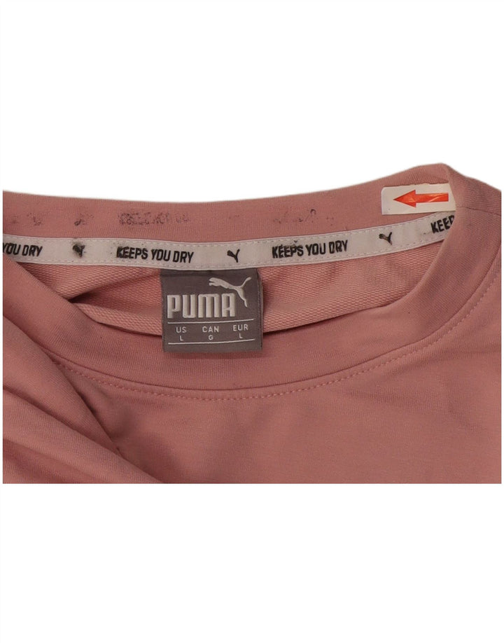 Puma Womens Crop Grafisk T-Shirt Top UK 16 Large Pink Polyester
