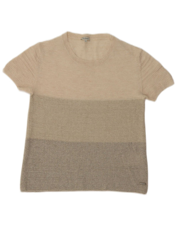 Henry Cottons Dame Boat Neck Jumper Sweater IT 38 XS Beige Stribet