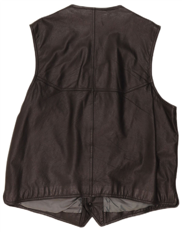 Vintage herre læder vest XL sort læder