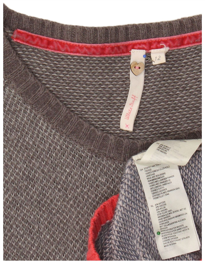 WHITE STUFF Dame Jumper Dress UK 12 Medium Grå Colourblock Bomuld