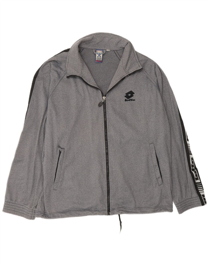 LOTTO Mens Training Graphic Tracksuit Top Jacket XL Grey