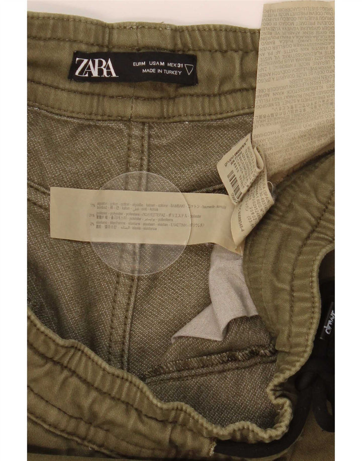 Zara Herre Joggers Cargo Bukser Medium W31 L26 Khaki Bomuld