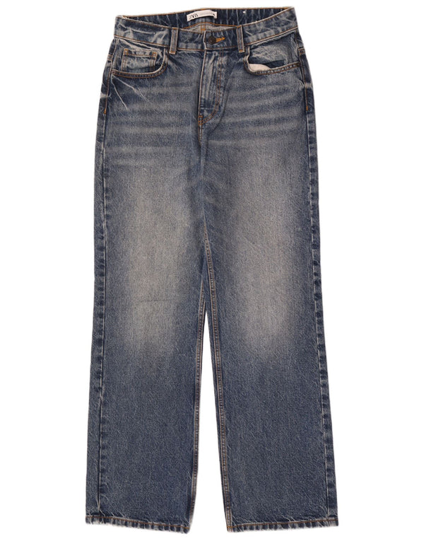 Zara Dame Højtaljede Lige Jeans EU 40 Medium W30 L33 Blå Bomuld