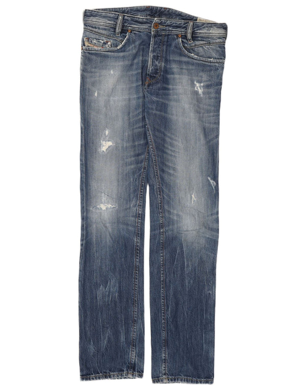 Diesel Herre Iakop Distressed Slim Tapered Jeans W29 L32 Blå Bomuld