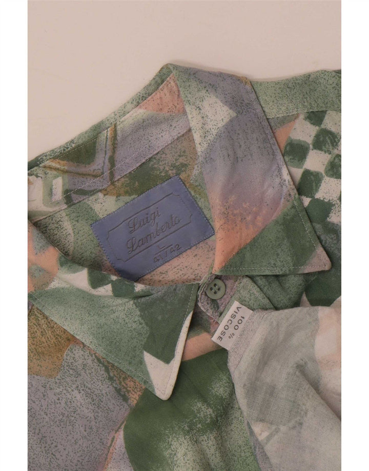 Vintage herre abstrakt mønster skjorte størrelse 41/42 Large Multicolor