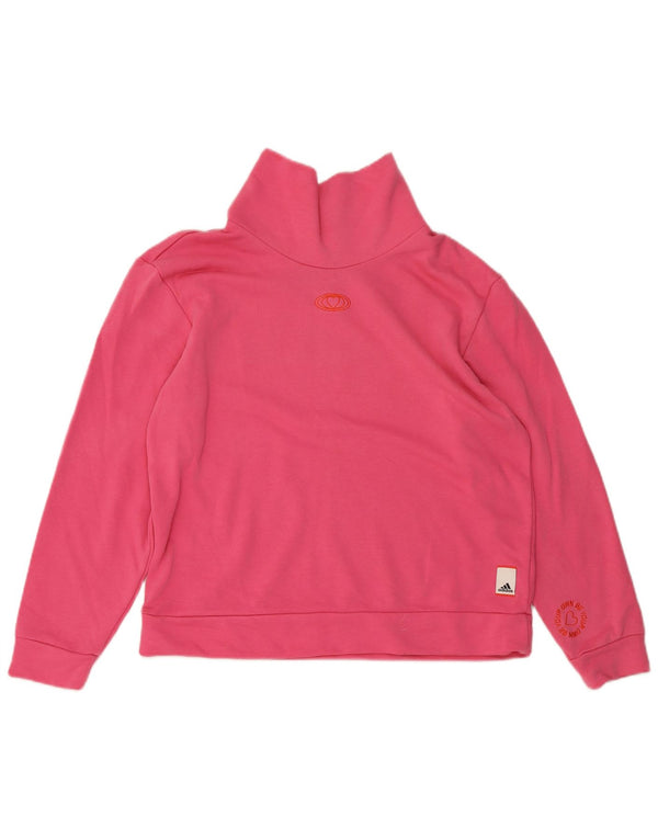 Adidas Dame Grafisk Sweatshirt Jumper UK 12/14 Medium Pink Bomuld