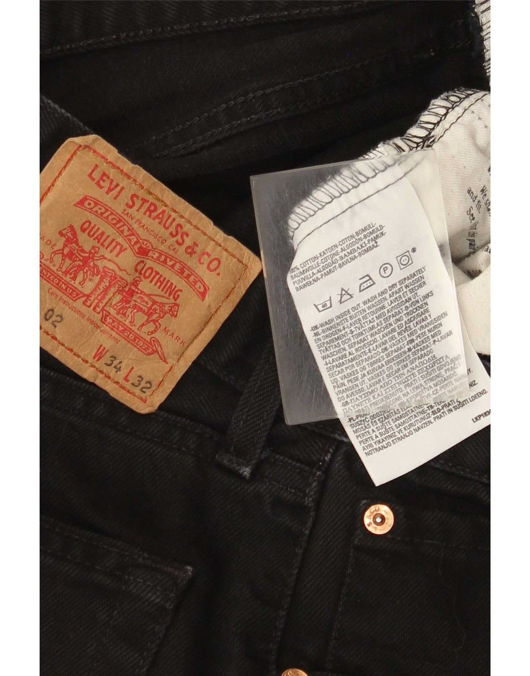 Levi's Herre 521 tilspidsede jeans W34 L32 sort bomuld