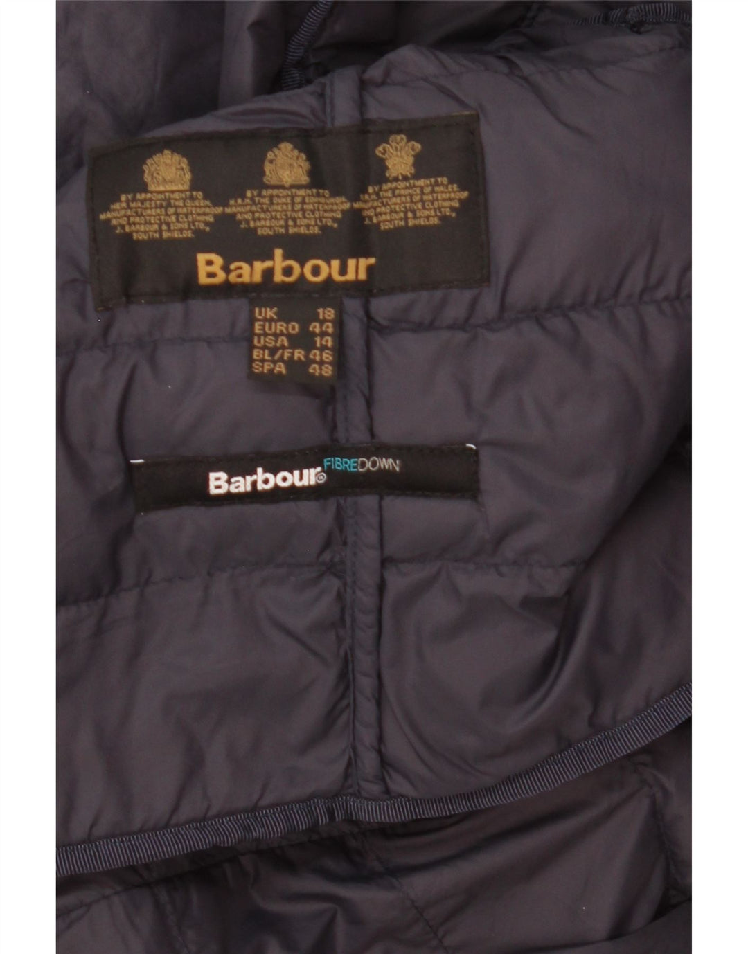 Barbour Dame Liner Polstret Jakke UK 18 XL Navy Blue