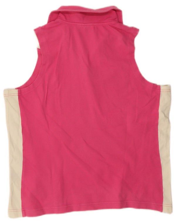 Champion Womens Crop ærmeløs poloshirt UK 18 XL Pink Colourblock Bomuld