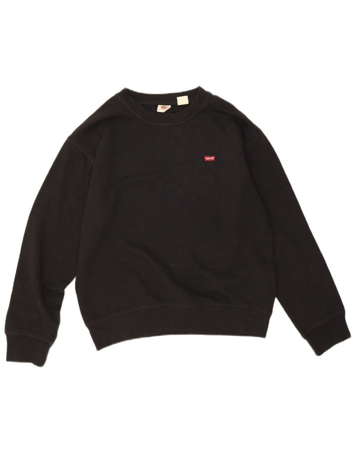 Levi's Dame Oversized Sweatshirt Jumper UK 10 Small Black Bomuld