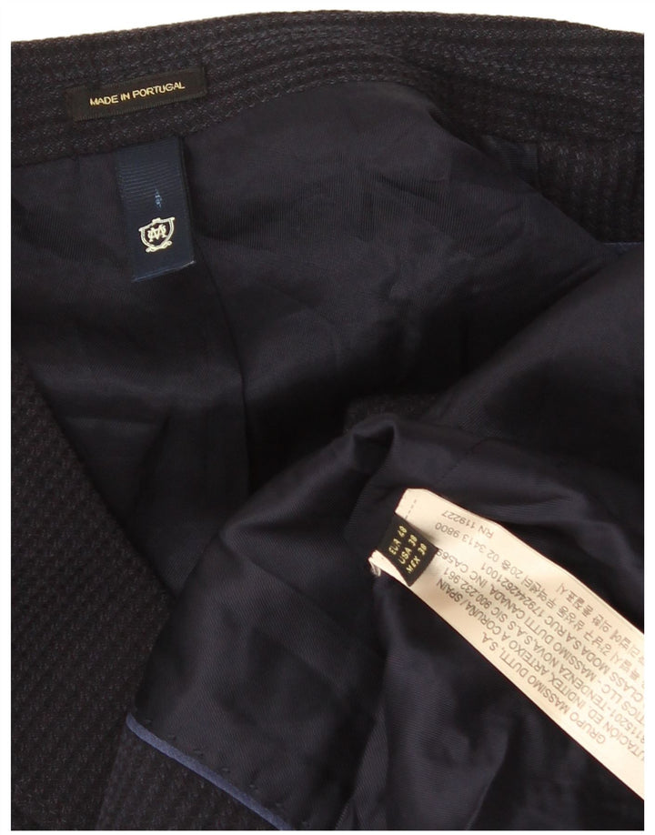 Massimo Dutti Herre 2-knaps blazerjakke EU 48 Medium Navy Blue Acetate