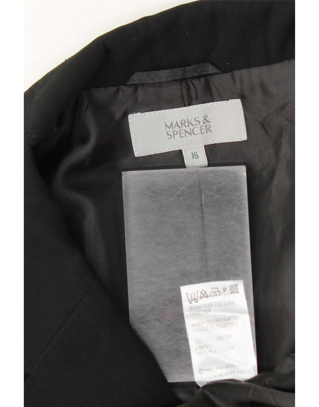 Marks & Spencer Dame 2-knaps blazerjakke UK 16 Stor sort polyester