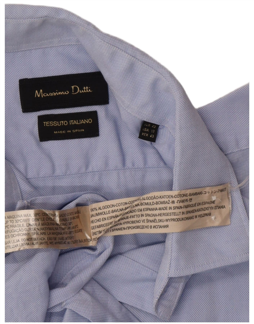 Massimo Dutti Herreskjorte Str. 43 17 Stor Blå Bomuld