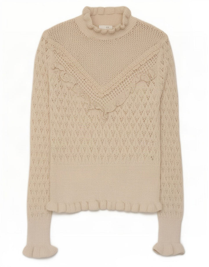 Zara Womens Crop Turtle Neck Jumper Sweater UK 8 Small Beige Polyester