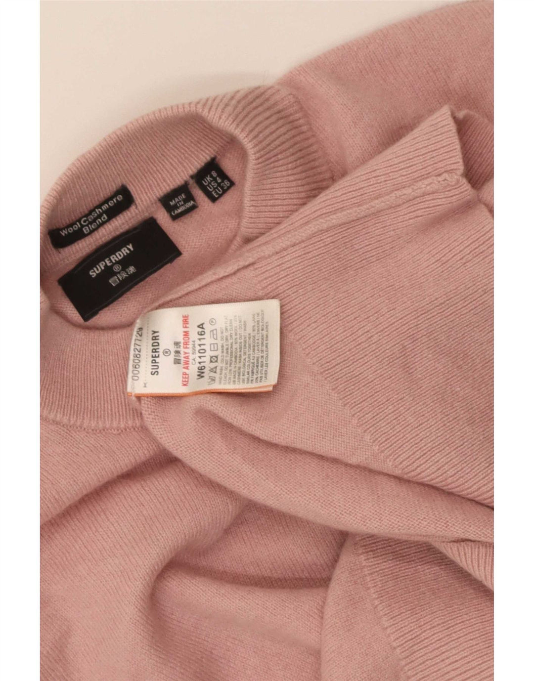 Superdry Womens Crop Oversized Turtle Neck sweater UK 8 Small Pink
