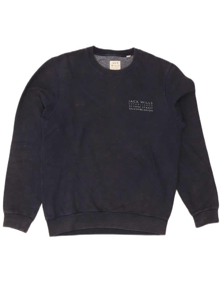 Jack Wills Herre Grafisk Sweatshirt Jumper Medium Navyblå Bomuld