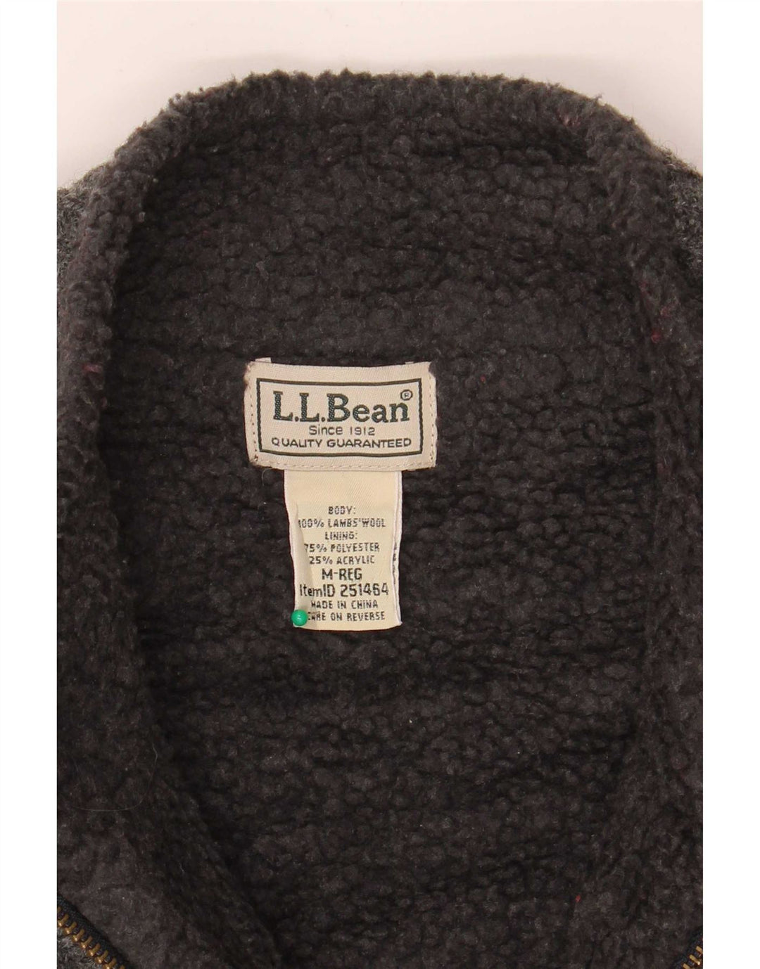 L.L.Bean Herre Sherpa Cardigan Sweater Medium Grey Lammeuld