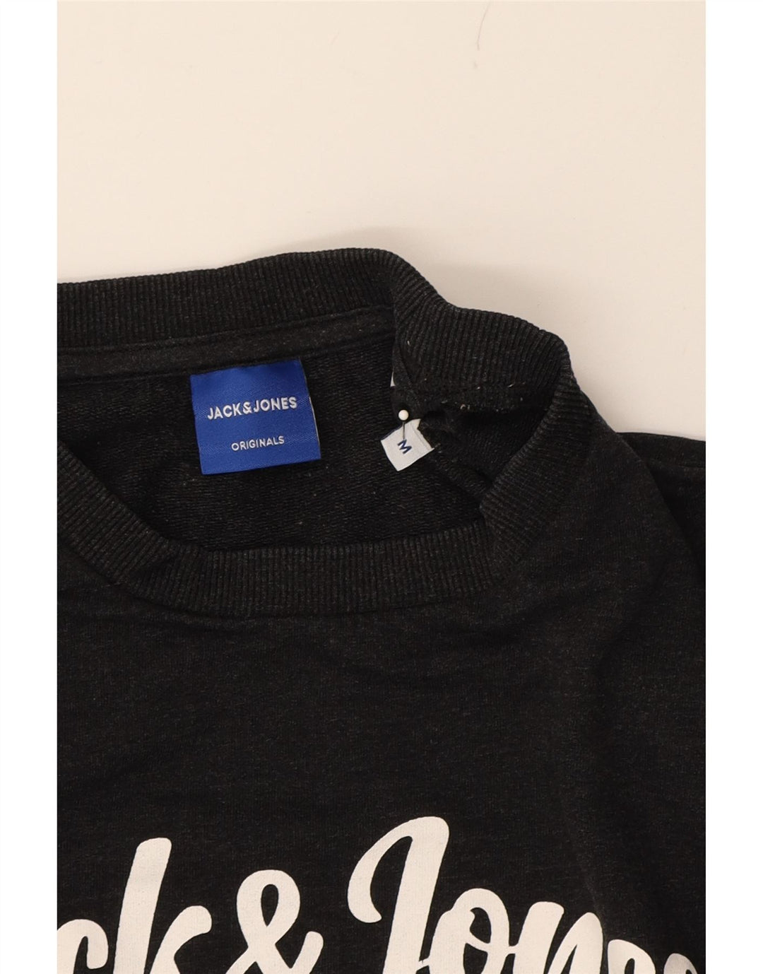 JACK & JONES Mens Graphic Sweatshirt Jumper Medium Grey Cotton Vintage Jack & Jones and Second-Hand Jack & Jones from Messina Hembry 