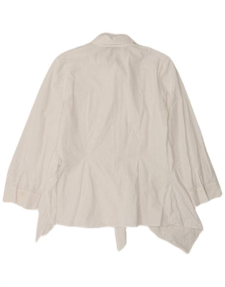 Zara Dame Asymmetrisk Skjorte Bluse UK 10 Small White Bomuld