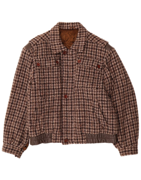 Dimensioner Bomberjakke til mænd IT 46 Small Brown Houndstooth Uld