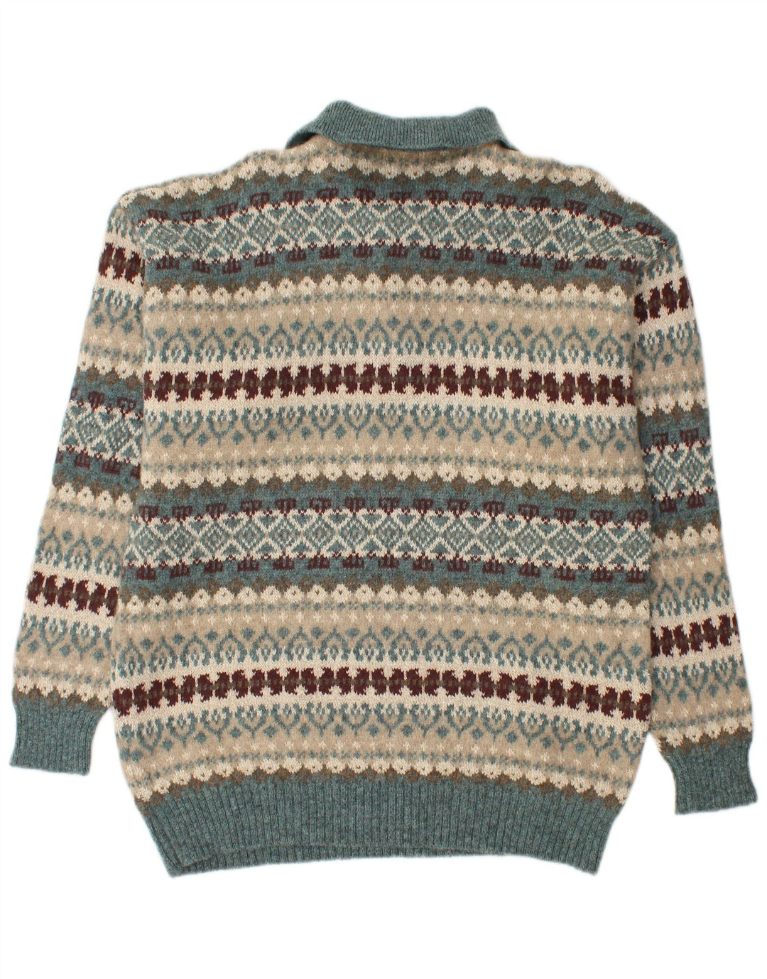 Kappa Herre Polo Neck Jumper Sweater XL Flerfarvet Fair Isle Wool