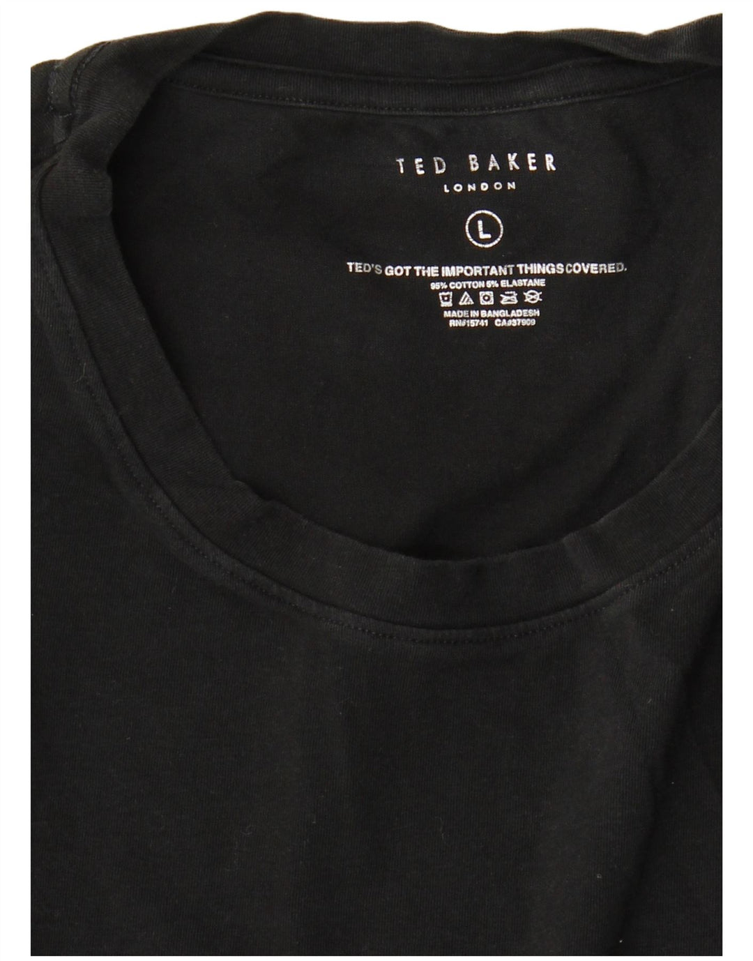 Ted Baker Herre T-Shirt Top Stor Sort Bomuld