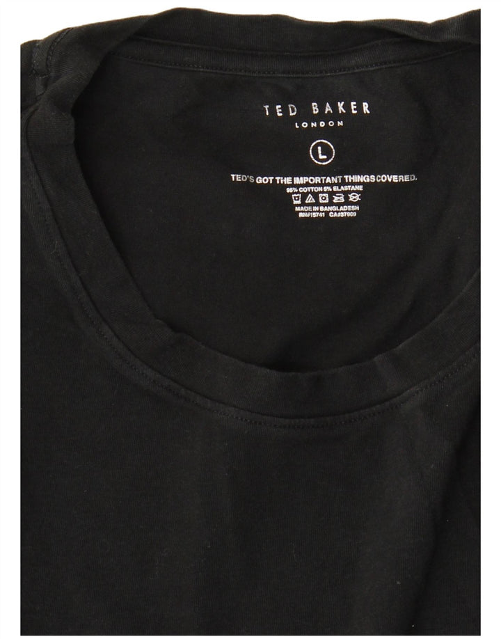 Ted Baker Herre T-Shirt Top Stor Sort Bomuld