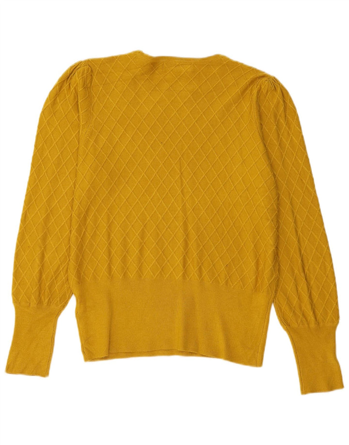 Marks & Spencer Dame Boat Neck Jumper Sweater UK 12 Medium Yellow