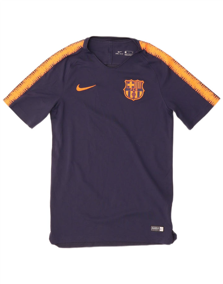 Nike Herre FCB Grafisk T-Shirt Top Lille Marineblå Colourblock Polyester