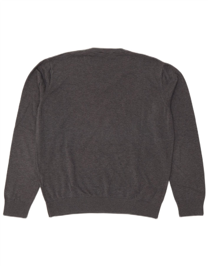 Trussardi Herre V-hals sweater Stor grå bomuld