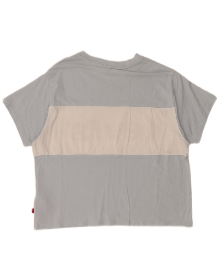 LEVI'S Dame Oversized grafisk T-shirt Top UK 10 Small Blue Colourblock
