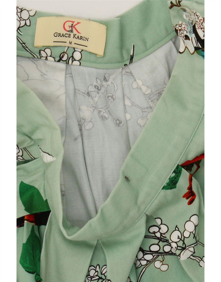 VINTAGE Womens Flared Skirt Medium W30  Green Floral Vintage Vintage and Second-Hand Vintage from Messina Hembry 