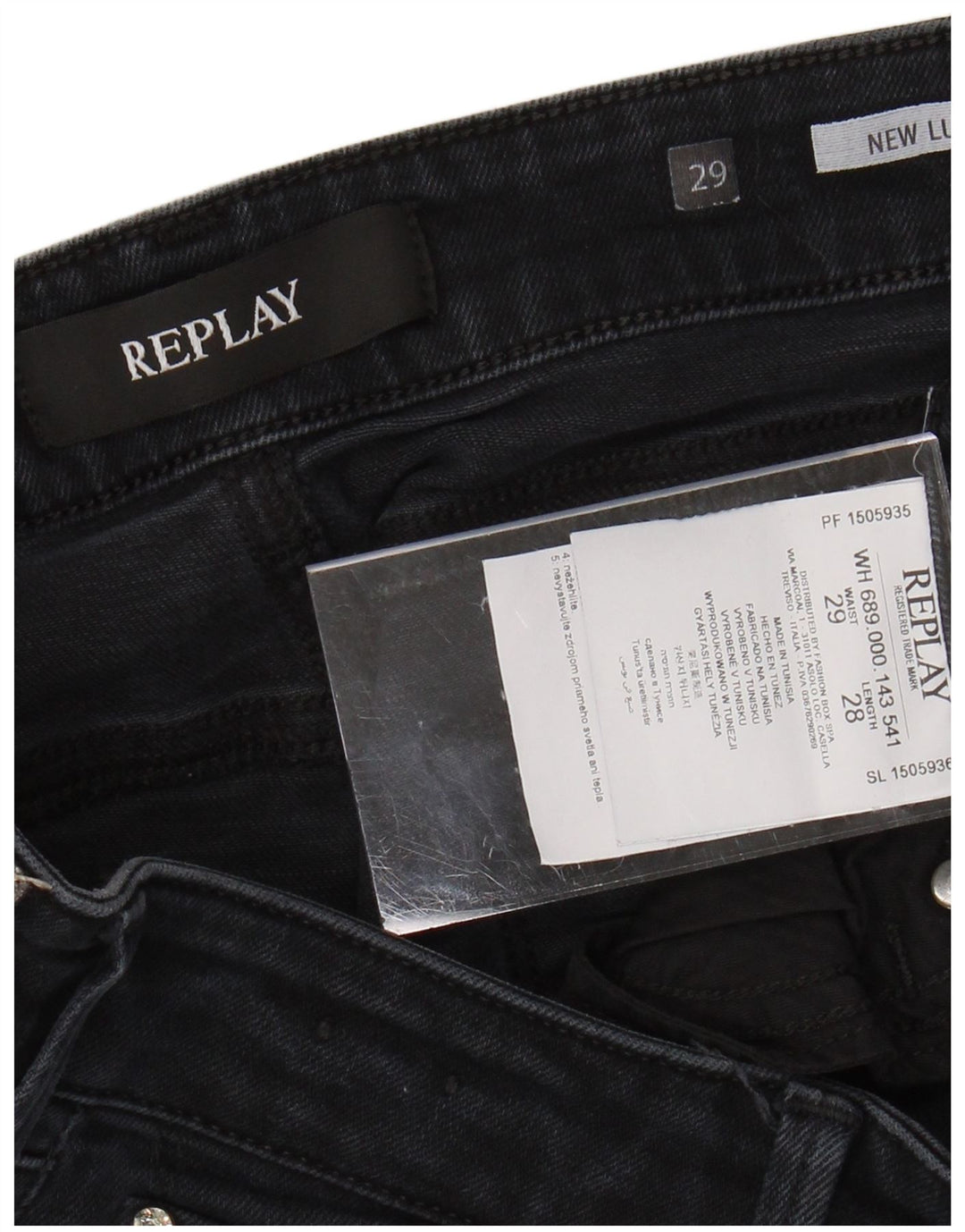 REPLAY Womens New Luz Skinny Jeans W29 L28 Black Bomuld