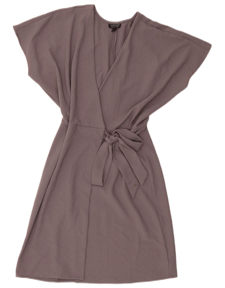 Topshop Dame Batwing Wrap Dress UK 8 Small Grå Polyester
