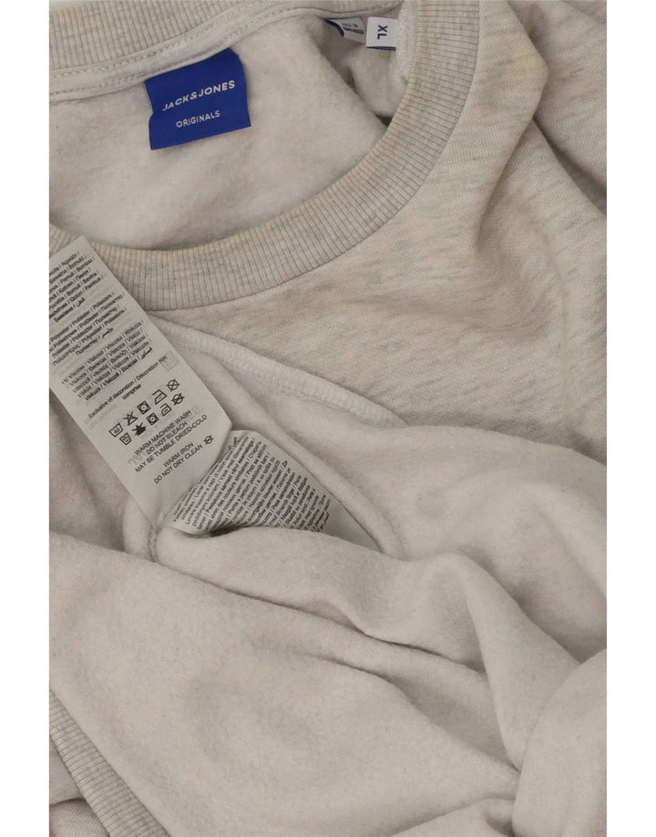 Jack & Jones Herre grafisk sweatshirt XL Grå Flecked Bomuld